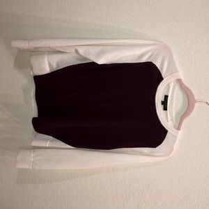 Purple and white color blocked sweater